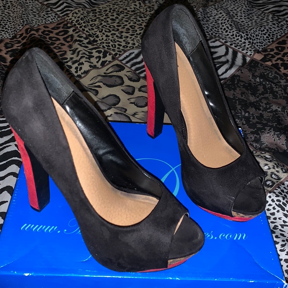 Black Suede / Red / Leopard Pumps (with box)
